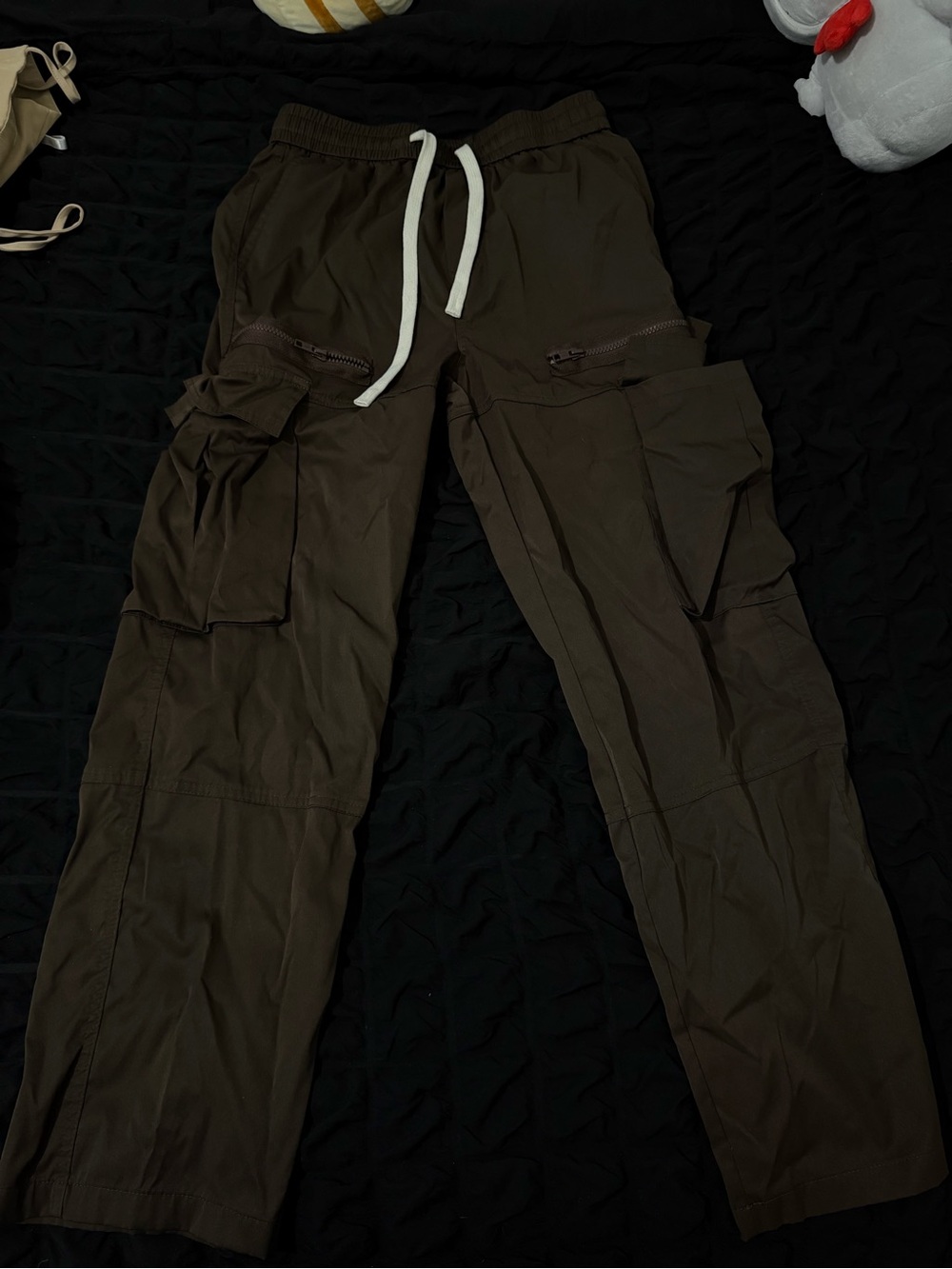 Utility Cargo Pants in Dark Olive with Contrast Drawstring